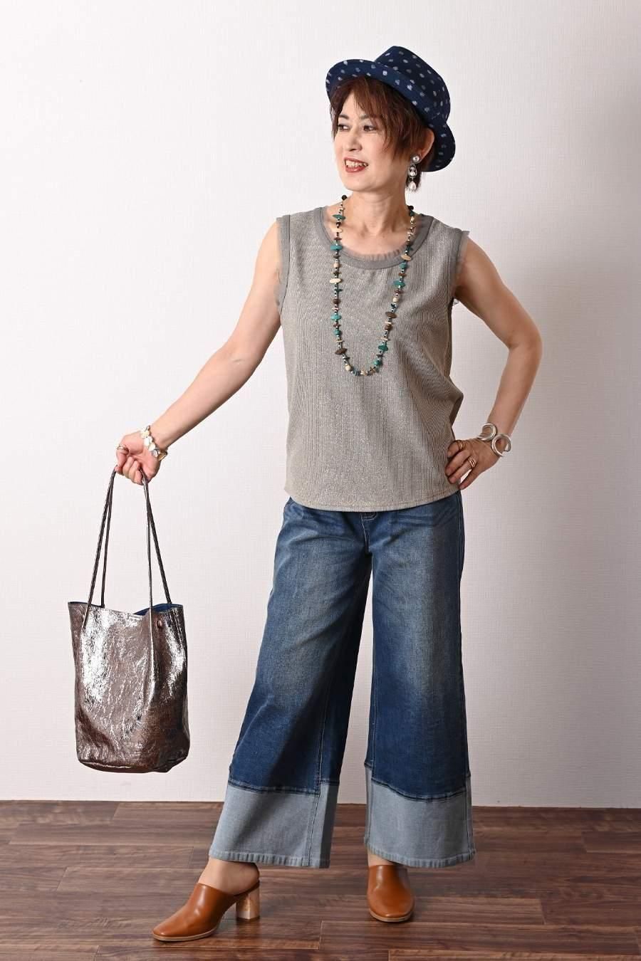 バイカラーかぎ針ニット＋ラメタンクトップ2点セット＜クーポンでメンバーPriceからMAX10%OFF＞