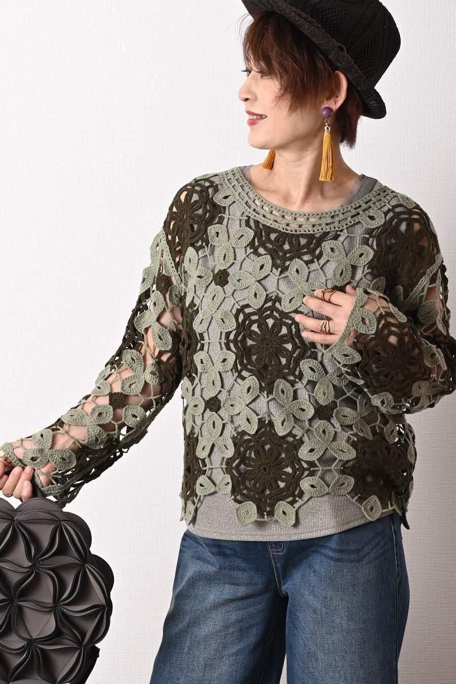 バイカラーかぎ針ニット＋ラメタンクトップ2点セット＜クーポンでメンバーPriceからMAX10%OFF＞