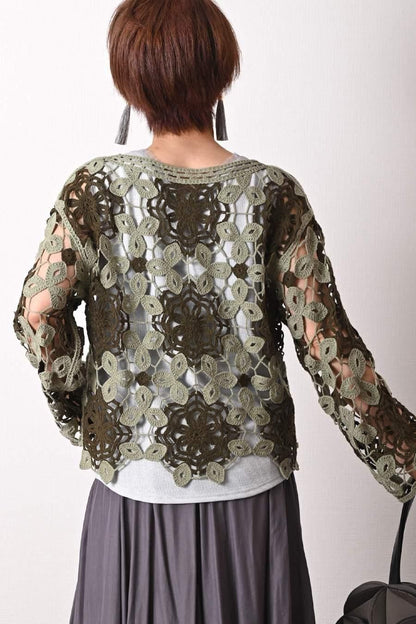 バイカラーかぎ針ニット＋ラメタンクトップ2点セット＜クーポンでメンバーPriceからMAX10%OFF＞