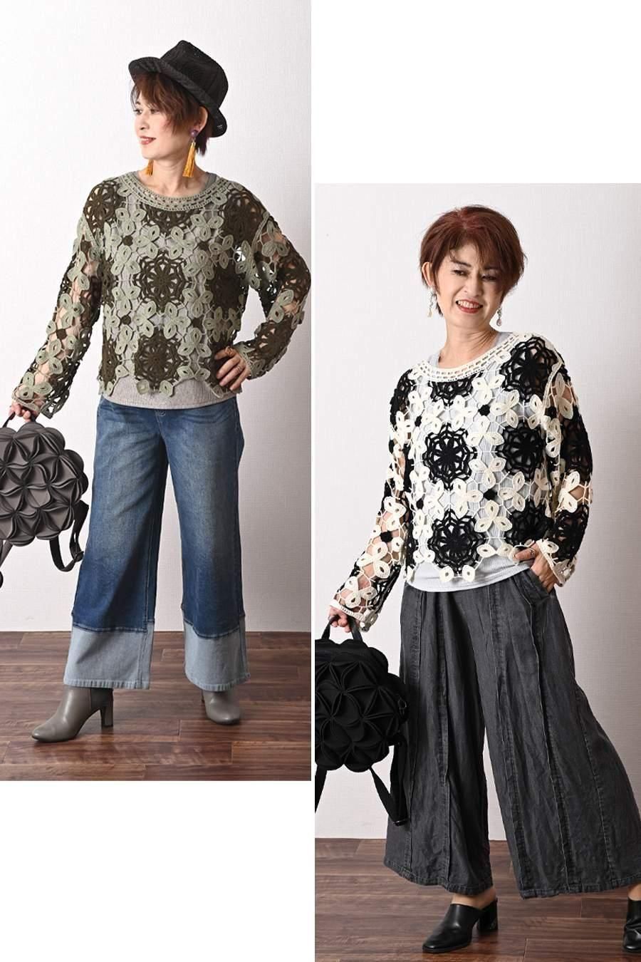 バイカラーかぎ針ニット＋ラメタンクトップ2点セット＜クーポンでメンバーPriceからMAX10%OFF＞