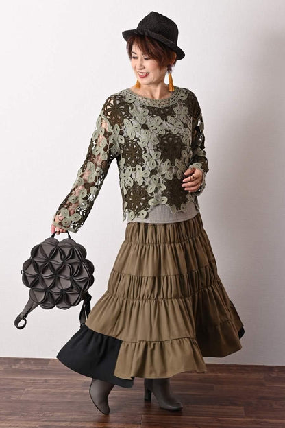 バイカラーかぎ針ニット＋ラメタンクトップ2点セット＜クーポンでメンバーPriceからMAX10%OFF＞