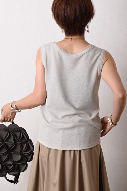 バイカラーかぎ針ニット＋ラメタンクトップ2点セット＜クーポンでメンバーPriceからMAX10%OFF＞