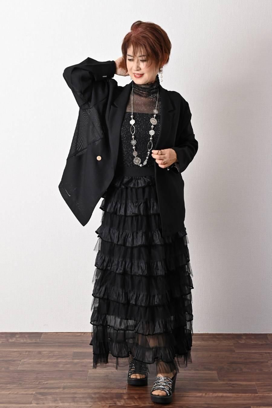 ビッグシルエットメッシュダブルジャケット