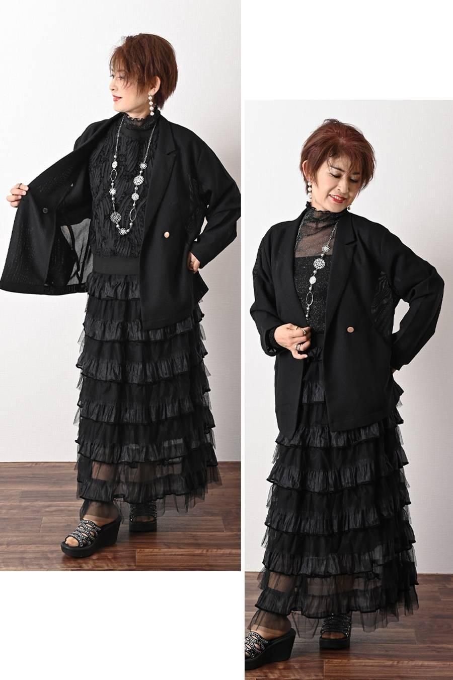 ビッグシルエットメッシュダブルジャケット