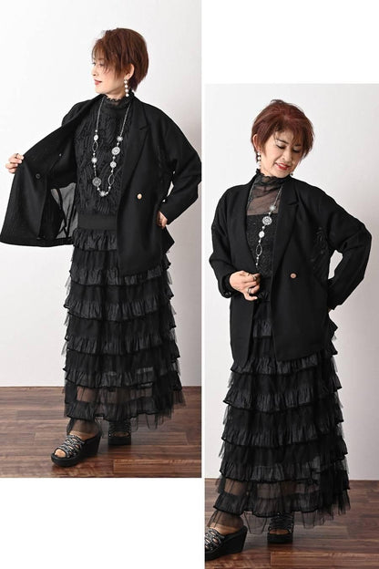 ビッグシルエットメッシュダブルジャケット