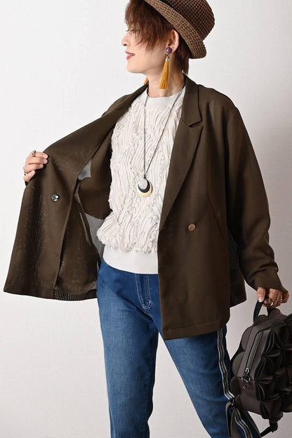 ビッグシルエットメッシュダブルジャケット