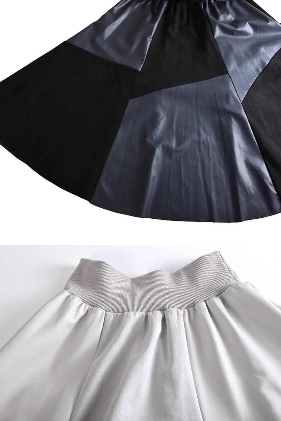 エコレザー＆スエード切り替えフレアスカート – Donna Libera