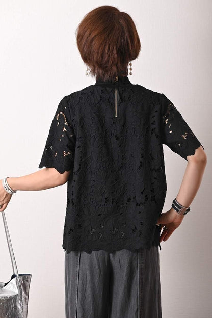 レース ブラウス＋サテン風ワイドパンツ2点セット　＜クーポンでメンバーPriceからMAX10%OFF＞