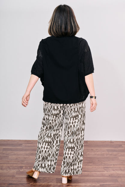 【大人の透け感】パネル刺繍レース 切替ドルマンカットソー