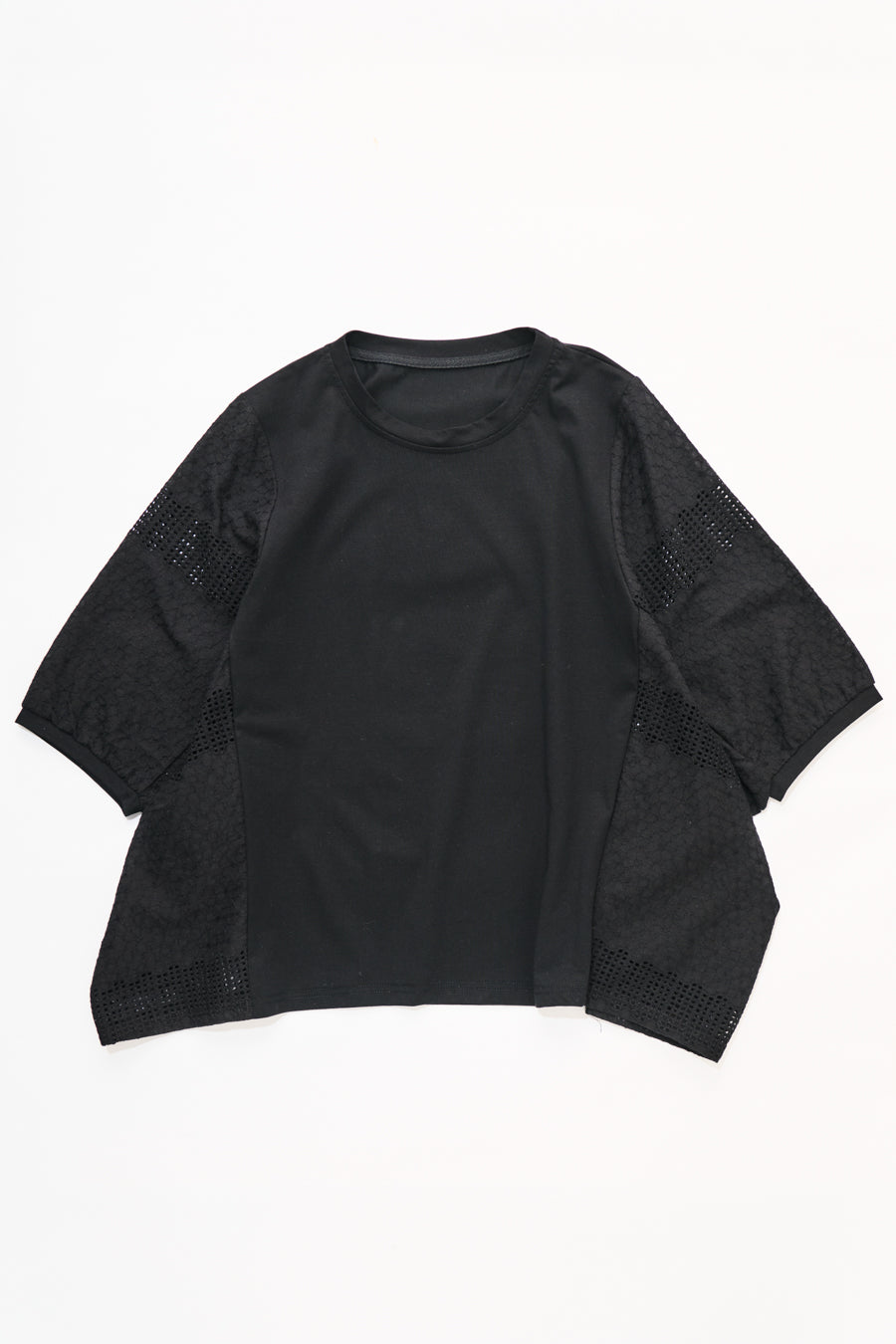 【大人の透け感】パネル刺繍レース 切替ドルマンカットソー
