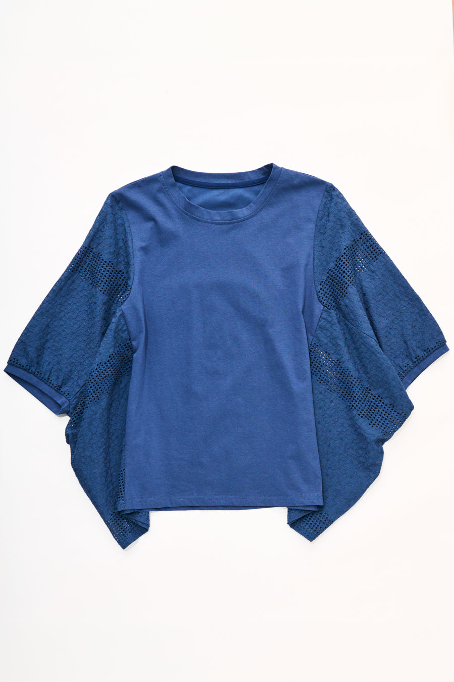 【大人の透け感】パネル刺繍レース 切替ドルマンカットソー