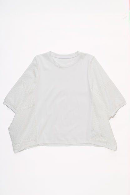 【大人の透け感】パネル刺繍レース 切替ドルマンカットソー