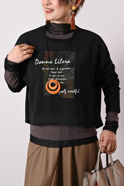 Donna Liberaオリジナル！シアーシフォンレイヤード ロゴプリントカットソー