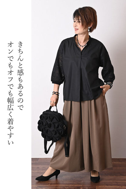 エンブロイダリーレーススリーブブラウス