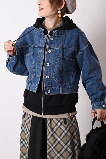 【Special Offer 40%OFF】レイヤード風 デニムジャケット