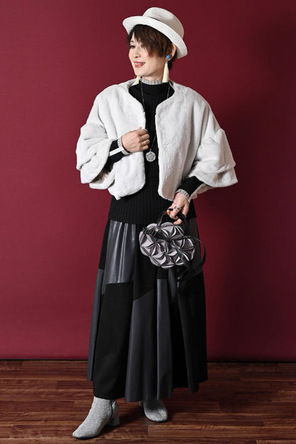 まるでミンクのうっとり風合い！エコファーフリル袖ボレロ丈ジャケット