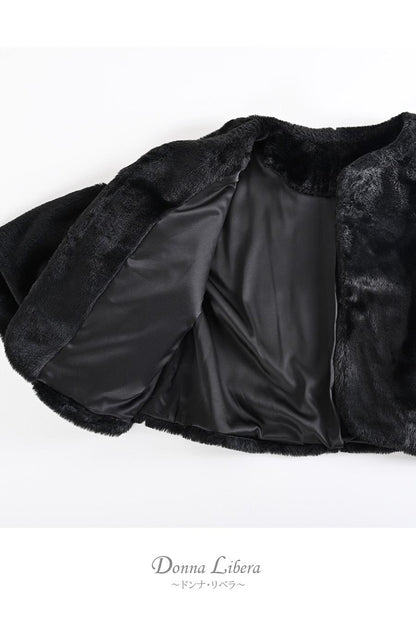 まるでミンクのうっとり風合い！エコファーフリル袖ボレロ丈ジャケット