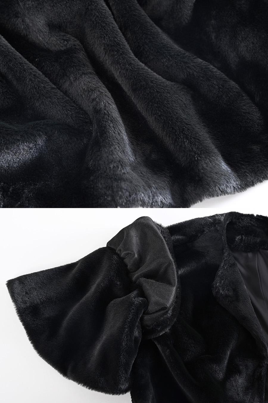 まるでミンクのうっとり風合い！エコファーフリル袖ボレロ丈ジャケット