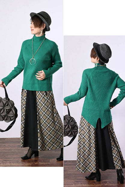 定番のメガヒットロングラン！バックスリットリブニット