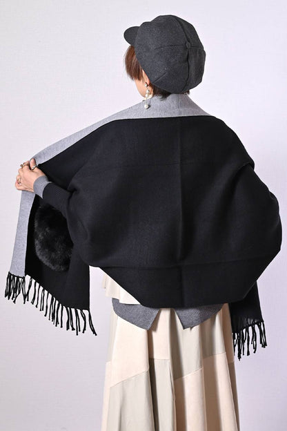 エコファー袖付きストールポンチョ