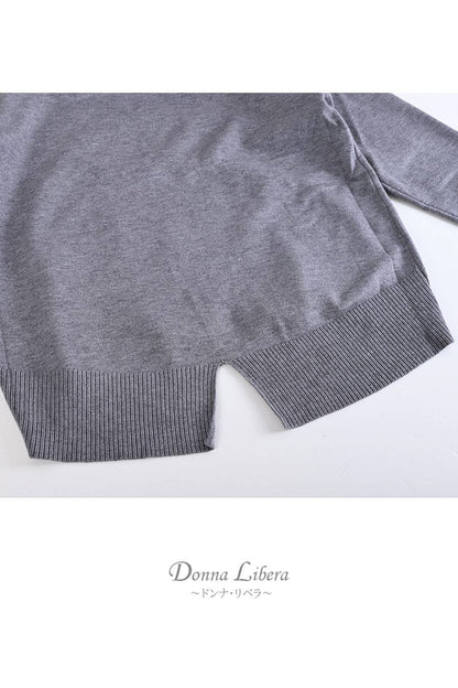 一枚で重ね着フェイク！バイカラー衿付き風ニット