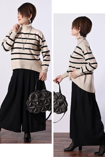 一枚で重ね着フェイク！バイカラー衿付き風ニット