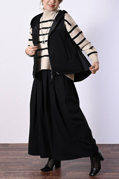 一枚で重ね着フェイク！バイカラー衿付き風ニット