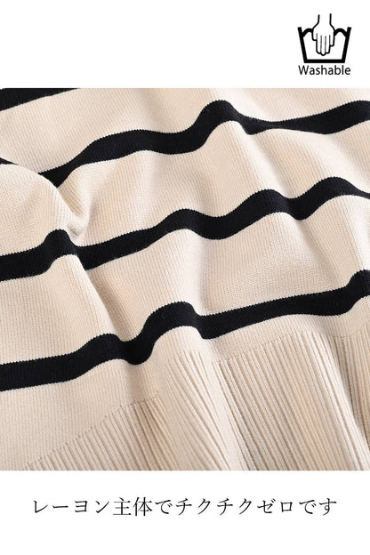 一枚で重ね着フェイク！バイカラー衿付き風ニット