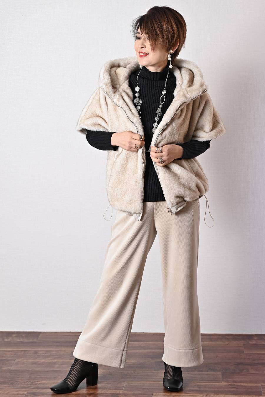 ラメ入りリブニット