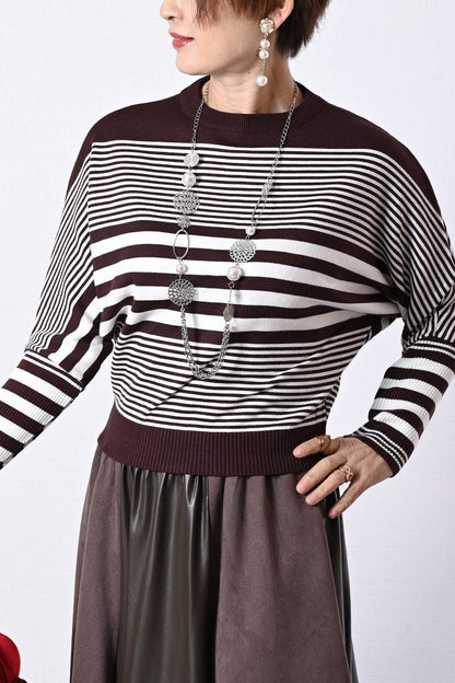 細見え脚長効果！ドルマンボーダーニット