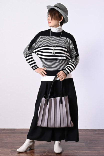 細見え脚長効果！ドルマンボーダーニット