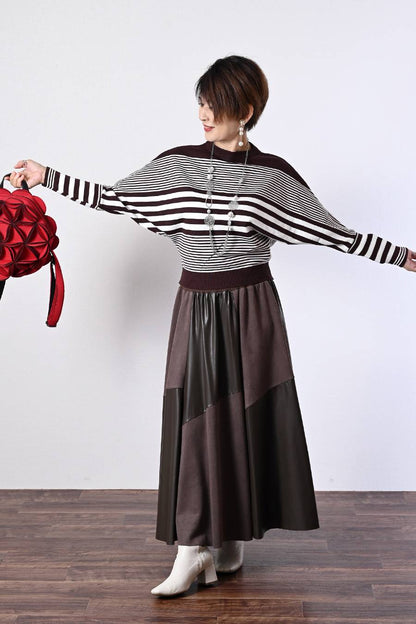 細見え脚長効果！ドルマンボーダーニット