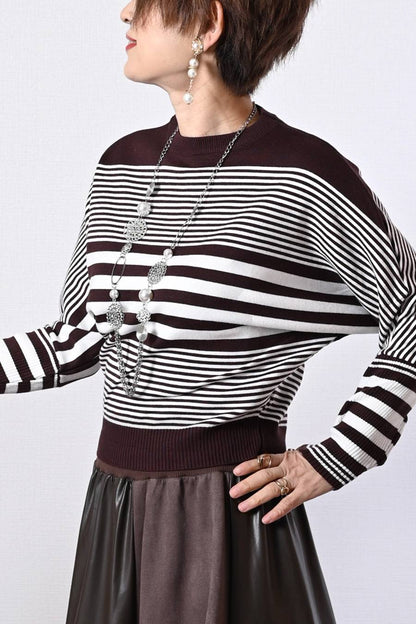 細見え脚長効果！ドルマンボーダーニット