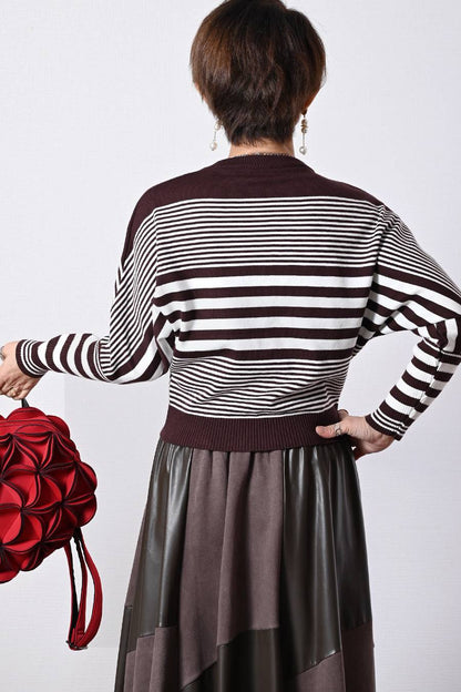 細見え脚長効果！ドルマンボーダーニット