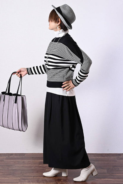 細見え脚長効果！ドルマンボーダーニット