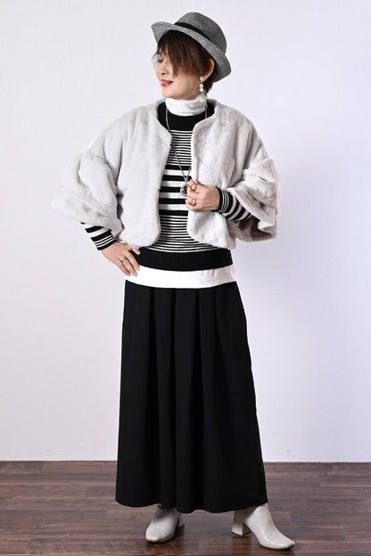 細見え脚長効果！ドルマンボーダーニット