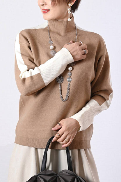 オフ配色が垢抜けの鍵！バイカラーハイネックニット