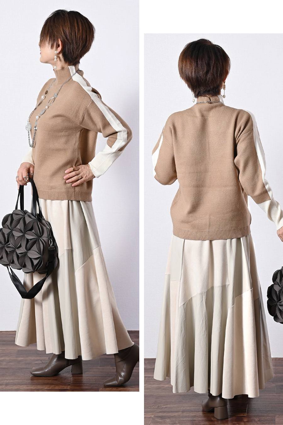 オフ配色が垢抜けの鍵！バイカラーハイネックニット