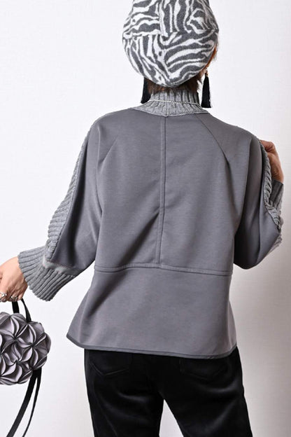 ニット×ポンチコンビプルオーバー＋ストレッチコーデュロイパンツ２点セットコーデ