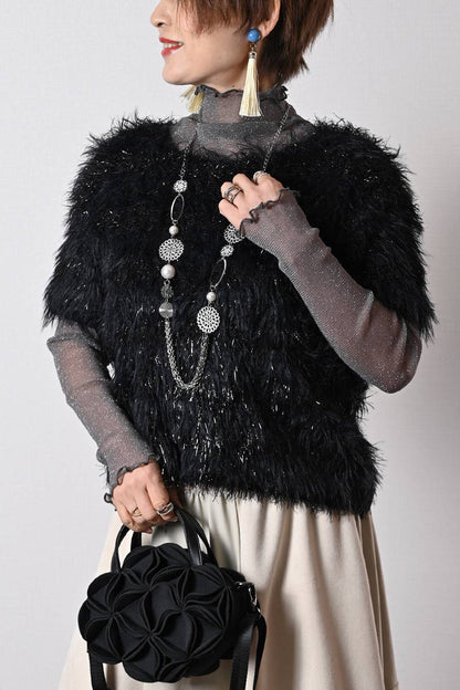 ゴージャス華やか！ショートスリーブシャギーニット