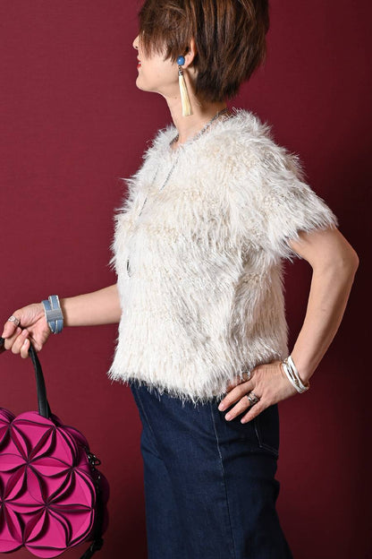 ゴージャス華やか！ショートスリーブシャギーニット