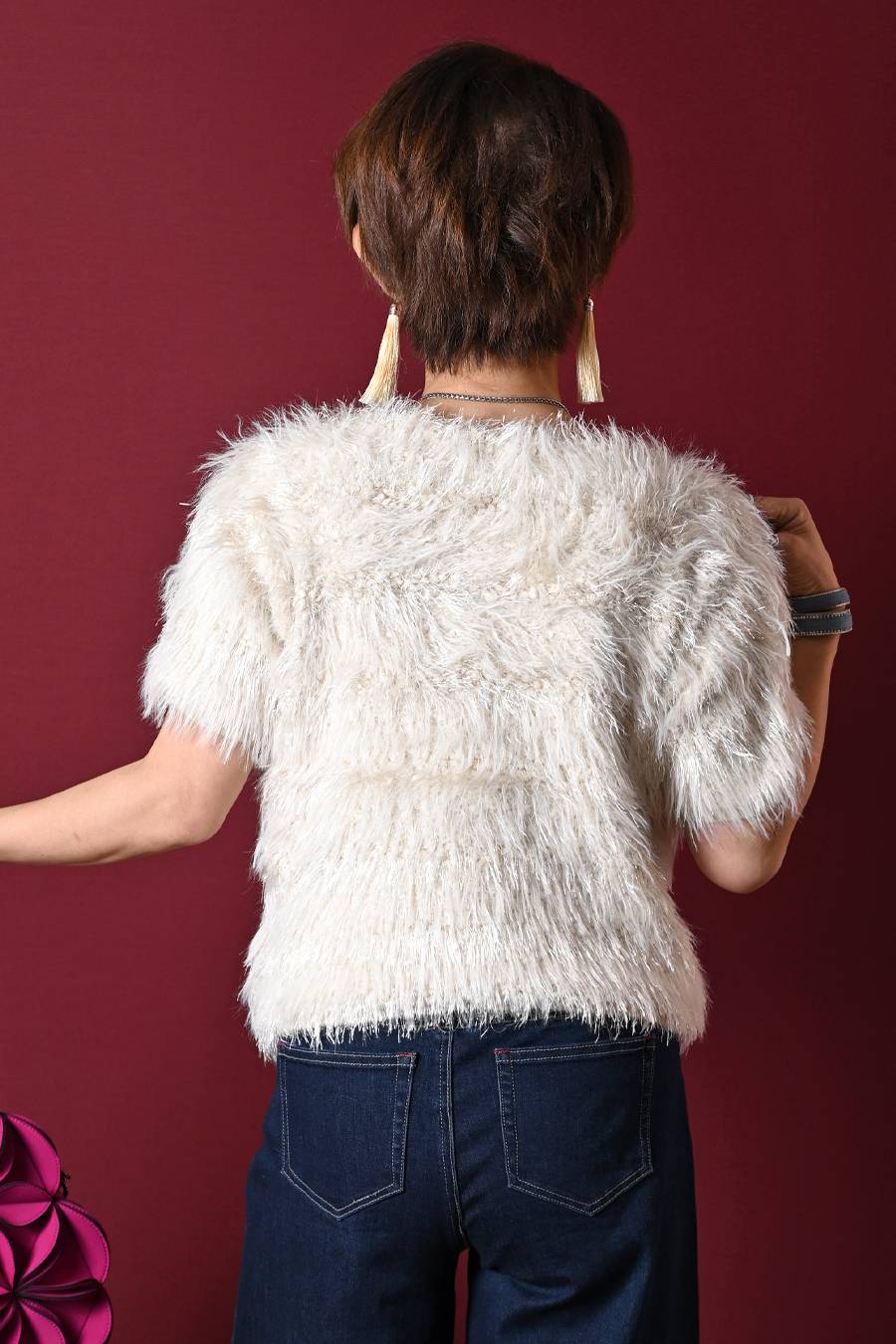 ゴージャス華やか！ショートスリーブシャギーニット