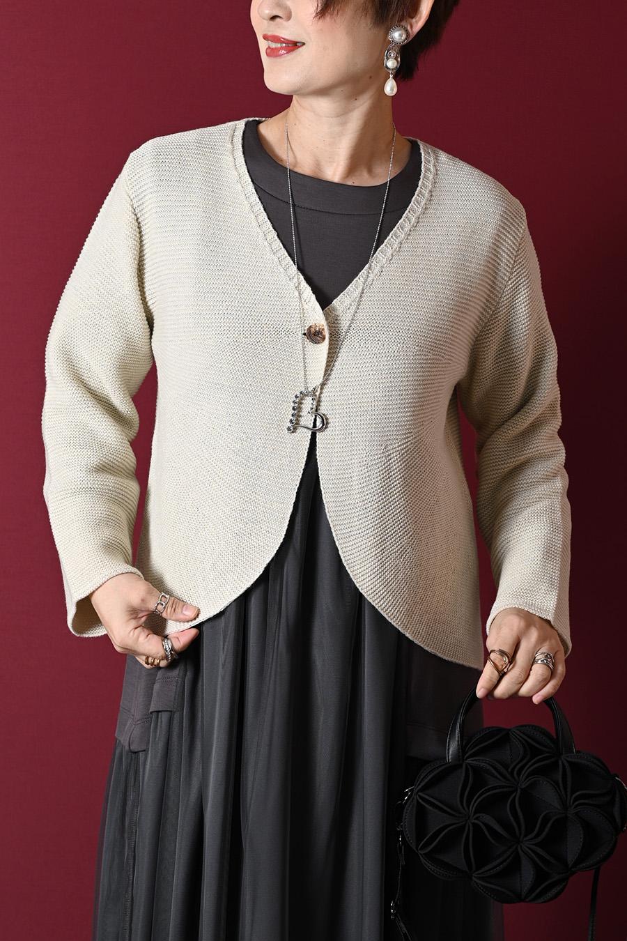 【Special  Offer 50%OFF】一つボタンラメニットカーディガン