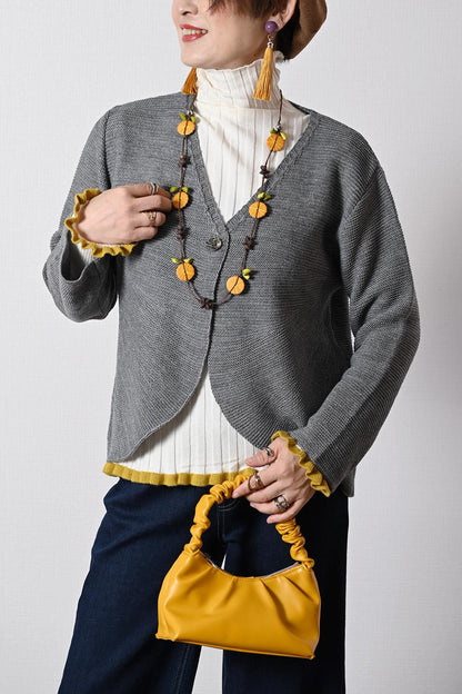 【Special  Offer 50%OFF】一つボタンラメニットカーディガン