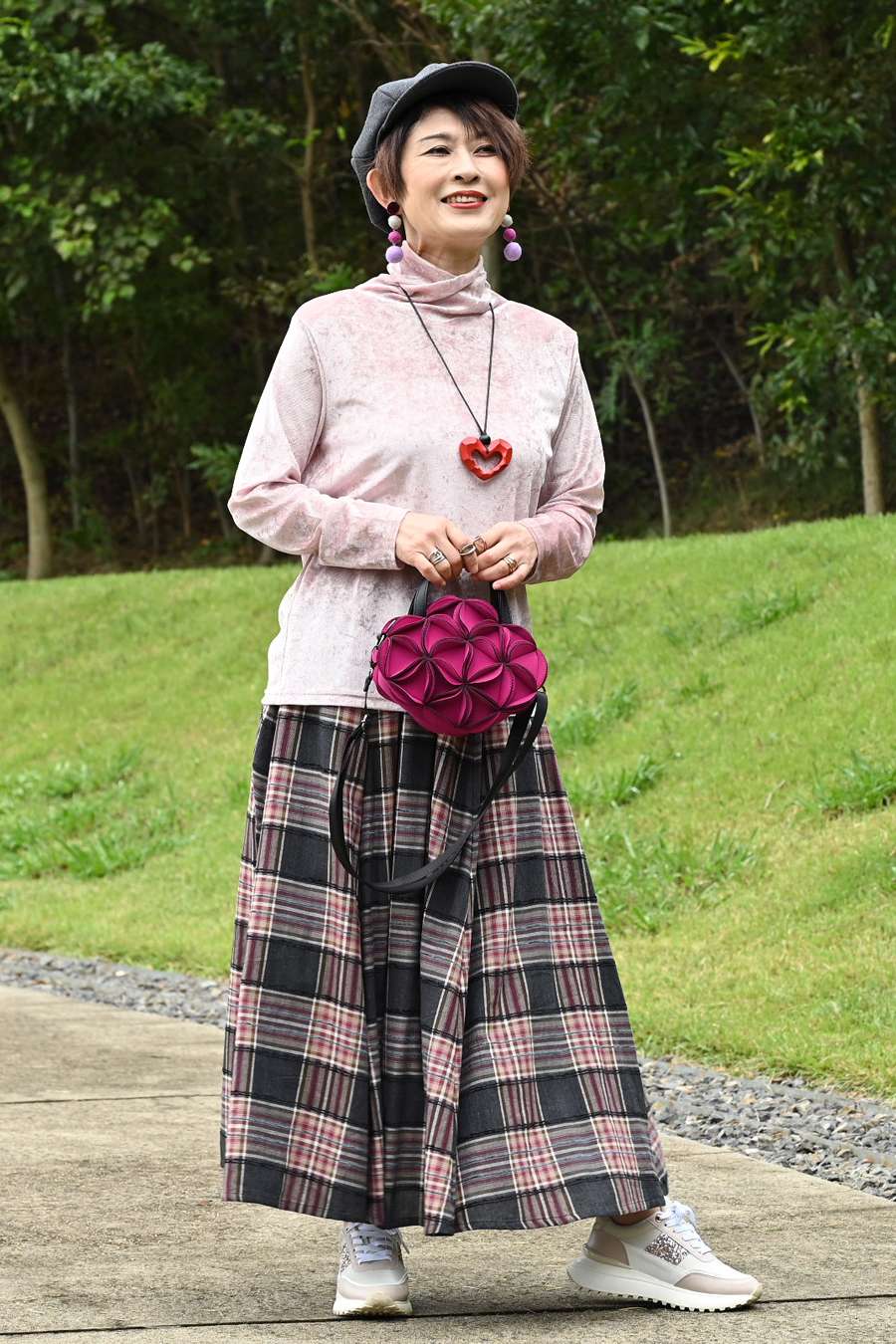 【Special Offer 40%OFF】クラッシュベロア風カットソー＋ベリーショート丈ニット２点セットコーデ