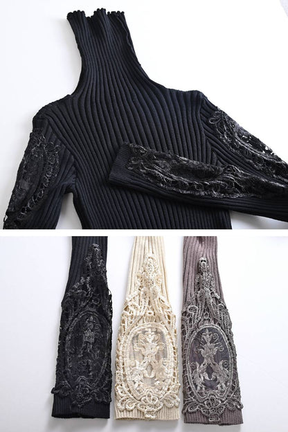 心踊るニット！ゴージャスレースリブニットソー