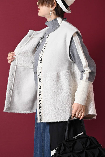 体型カバーに最適！ゆったり軽量ビッグサイズ圧縮ニット×プードル前開きベスト