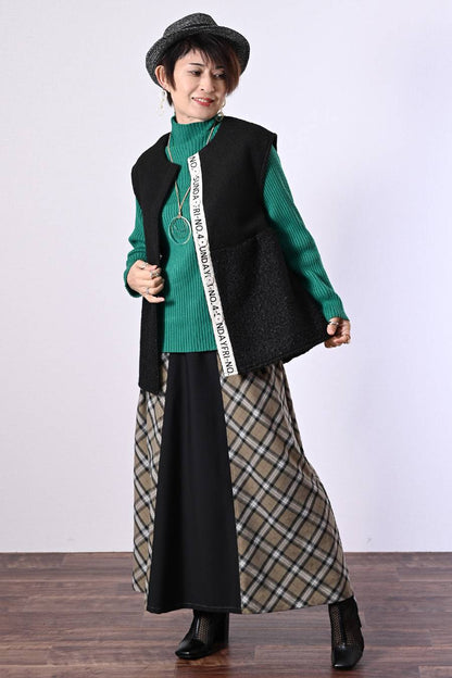 体型カバーに最適！ゆったり軽量ビッグサイズ圧縮ニット×プードル前開きベスト