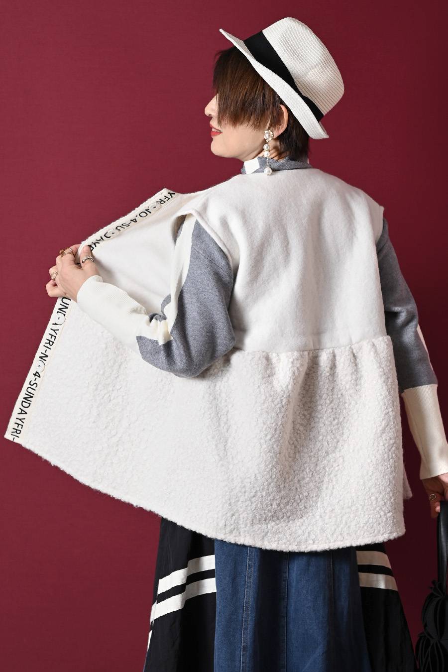 体型カバーに最適！ゆったり軽量ビッグサイズ圧縮ニット×プードル前開きベスト