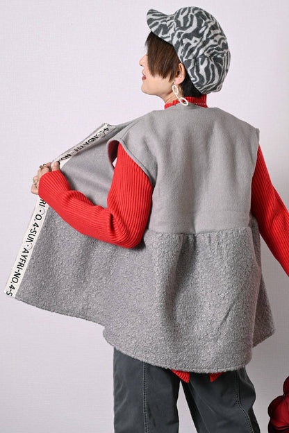 体型カバーに最適！ゆったり軽量ビッグサイズ圧縮ニット×プードル前開きベスト